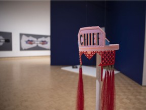 A new exhibition titled Radical Stitch at the MacKenzie Art Gallery features a large collection of Indigenous beadwork from contemporary artists like Catherine Blackburn, whose piece is pictured here.
