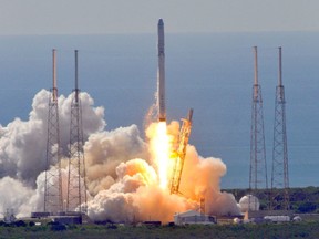 Space X's Falcon 9 rocket as it lifts off from Cape Canaveral, Florida June 28, 2015.