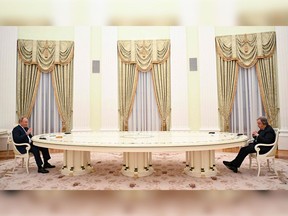 UN Secretary General Antonio Guterres meets with Russian President Vladimir Putin at the Kremlin on April 26, 2022.