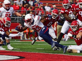 Frankie Hickson scores a touchdown for Liberty University in 2019.