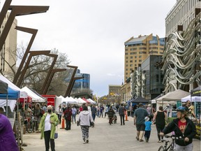 The first outdoor Regina Farmer’s Market of the season was held at the Pat Fiacco Plaza on Saturday, welcoming vendors back until October.