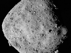 This mosaic image of asteroid Bennu, composed of 12 PolyCam images collected on December 2, 2018 by the OSIRIS-REx spacecraft from a range of 15 miles (24 km)