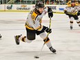 The Estevan Bruins' Oliver Pouliot is shown scoring a goal againt the Pickering Panthers in Centennial Cup action at Affinity Place on Saturday.