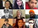 A photo collage of victims of gun violence.  (top left to right).  Matthew Wells, Marie Janvier, Keenan Scott Toto (middle left to right) Jordan Denton, Lisa Strang, Adam Wood (bottom left to right) Drayden Fontaine, Lorry Santos, Dayne Fontaine File photos / Regina Leader-Post