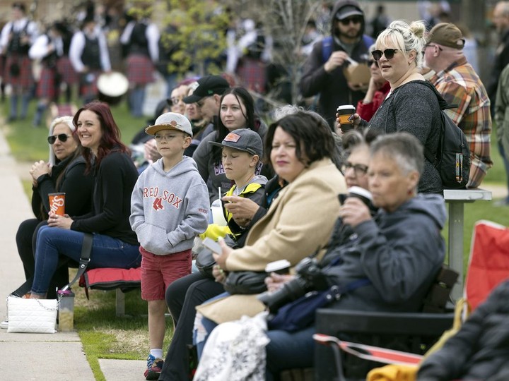  Spectators look on during the Saskatchewan Highland Games and Celtic Festival held in Victoria Park on Saturday, May 21, 2022 in Regina.
