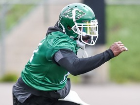 Saskatchewan Roughriders linebacker Larry Dean, shown at training camp in Saskatoon, sparkled in Saturday's season-opening, 30-13 victory over the Hamilton Tiger-Cats.