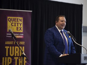 President and CEO of REAL Tim Reid during press conference to unveil the entire program of entertainment and programming this year's Queen City Ex (QCX) at the Viterra International Trade Centre on Wednesday, June 15, 2022 in Regina.