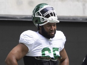 Saskatchewan Roughriders offensive tackle Terran Vaughn, who missed all of last season after undergoing shoulder surgery, is poised to play in his first CFL game since 2019.