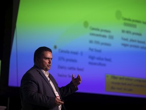 Mehmet Tulbek, president of the Saskatchewan Food Industry and Development Centre speaks during a panel on discussing the future of canola in Saskatchewan.