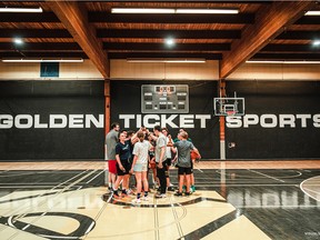 Members of the youth club basketball program gather in the Golden Ticket Sports Centre in Moose Jaw, Sask. Golden Ticket Sports recently signed a partnership with Regina Catholic Schools to deliver a similar basketball academy for elementary students beginning September 2022. (Photo by Max Luyten)