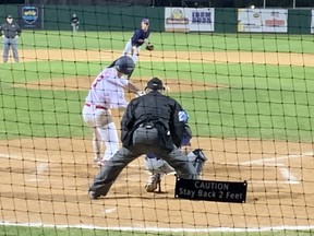 Nate Bach of the Regina Red Sox, shown June 2 against the Weyburn Beavers at Currie Field, has hit two home runs in two of his past three games.