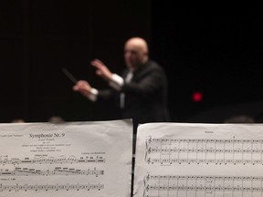 Conductor Gordon Gerrard guides the Regina Symphony Orchestra's dress rehearsal for Beethoven No. 9 on May 14, 2022.
