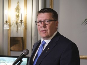 Premier Scott Moe speaks at a press conference at Government House in Regina on Tuesday May 31, 2022, as the government announced a cabinet shuffle.
