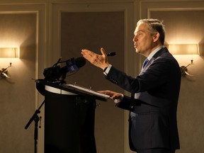 The Minister of Innovation, Science and Industry, François-Philippe Champagne speaks at a press conference announcing a partnership with BHP Group Ltd. at the Sheraton Hotel in Saskatoon, SK, on June 13, 2022.