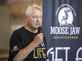 Moose Jaw Mayor Clive Tolley spoke at the Regina International Airport about the city's new promotion to get people to move to Moose Jaw on Thursday, July 28, 2022 in Regina.