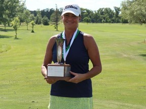 Regina's Kim Walker is shown Thursday in Estevan after winning the Saskatchewan senior women's golf championship for the third time in four years.