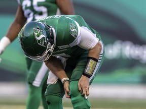 Saskatchewan Roughriders quarterback Cody Fajardo has been dealing with an injured left knee for much of the 2022 CFL season.