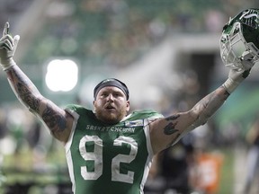 Saskatchewan Roughriders defensive tackle Garrett Marino has been suspended for four games for his actions in Friday's game against the Ottawa Redblacks.