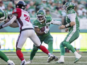 Roughriders running back Jamal Morrow has a CFL-best 335 rushing yards after five games.