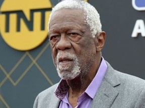 NBA former player Bill Russell arrives on the red carpet for the NBA Awards show at Barker Hanger on June 24, 2019.
