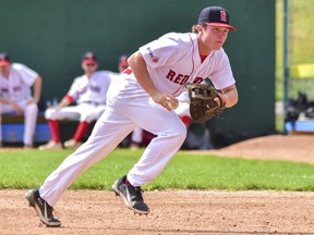 Diego Aragon, shown in this file photo, homered for the Regina Red Sox in Wednesday's 12-0 victory over the host Weyburn Beavers.