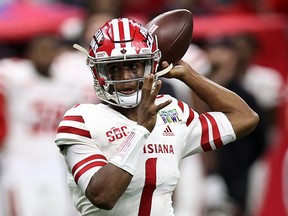Quarterback Levi Lewis, shown with the University of Louisiana-Lafayette Ragin' Cajuns in 2021, has signed with the Saskatchewan Roughriders.