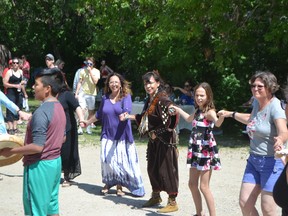Among the Culture Days events commemorating Truth and Reconcilliation on Sept. 30 will be a round dance taking place in Regina Beach. Last Mountain Lake Cultural Centre board member and event host Carol GoldenEagle says the round dance will be an opportunity to bring people together to celebrate, strengthen relationships and begin a conversation. (Photo of a 2019 round dance by Nahanni Rose)