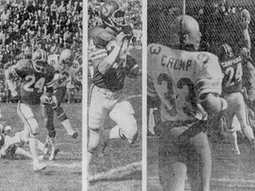 Tom Campana of the Saskatchewan Roughriders returns a punt for a touchdown Sept. 1, 1975 against the Winnipeg Blue Bombers at Taylor Field.