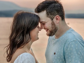 Lauren Martell and Eric Anderson are shown in their engagement photo. They were married Saturday in Kelowna.
