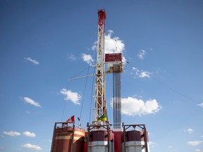 The Royal Helium drilling rig is shown in early operation on July 19.