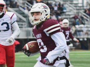 Isaac Foord of the Regina Thunder, shown in this file photo, caught three touchdown passes against the visiting Edmonton Wildcats on Sunday.