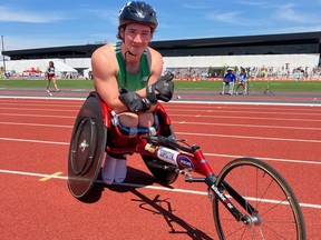 Kyrell Sopotyk of Abereen is shown at Canada Games Park in St. Catharines, Ont., where he won a bronze medal for Saskatchewan at the Canada Summer Games on Wednesday.