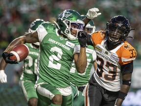 Saskatchewan's Mario Alford, 2, will go up against Montreal's Chandler Worthy for the CFL's most outstanding special teams player award.