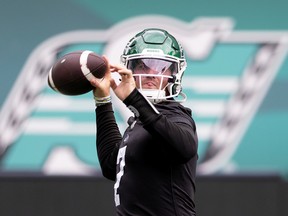 Roughriders quarterback Cody Fajardo, shown in this file photo, was given a "vet day" during Tuesday's practice. He is to start Saturday against the visiting Calgary Stampeders.