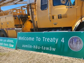 An image of the Treaty 4 sign that will appear on Highway 11.