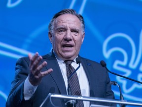 Coalition Avenir Quebec Leader François Legault speaks at an event on September 16, 2022.