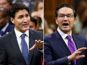 Prime Minister Justin Trudeau and Conservative leader Pierre Poilievre in action during question period in the House of Commons on September 22, 2022.
