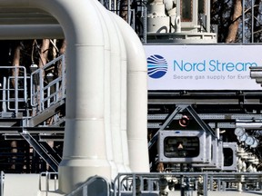 Pipes at the landfall facilities of the 'Nord Stream 1' gas pipeline are pictured in Lubmin, Germany, March 8, 2022.