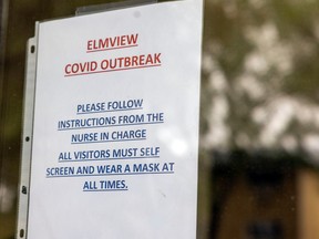 The sign at Elmview Extendicare, on Wednesday offers a foreboding warning COVID-19 is still with us.