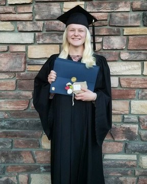 Mckenna Halonen, seen here at her graduation from nursing school in 2019. (Used with permission by the Leader-Post/Submitted by Mckenna Halonen)