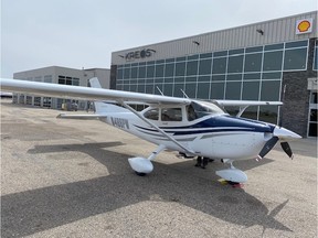 This submitted photo shows the 2005 Cessna 182T purchased for use by the Regina Police Service (RPS). This photo was taken before the plane was modified for use by the RPS. The second-hand plane cost $390,000 USD before being outfitted with any of the specialized equipment to make it suitable for police work. The RPS hopes to have the plane operational before the end of October. (Submitted by the Regina Police Service)