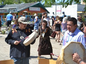 Regina Beach residents, pictured here at an event in 2019, are preparing to host the community's largest round dance in many years on Sept. 30, 2022, with many to preform with hand drums made during recent workshops at the Last Mountain Lake Cultural Centre.