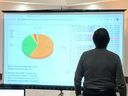 All eyes at Saskatchewan NDP election headquarters were on the results board on Monday, Sept. 26, 2022, as NDP candidate Nathaniel Teed defeated Saskatchewan Party candidate Kim Groff and three others to win the Saskatoon Meewasin byelection. (Thia James / Saskatoon StarPhoenix)