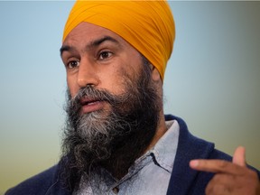 A file photo of Federal NDP leader Jagmeet Singh speaking in Saskatchewan in 2021.
