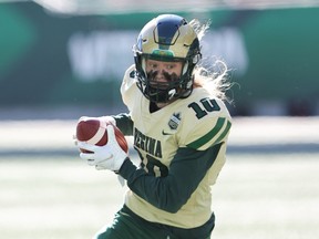 The University of Regina Rams' Bennett Stusek, shown in this file photo, caught two touchdown passes in Friday's 21-13 victory over the host UBC Thunderbirds.