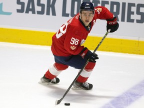 Regina Pats captain Connor Bedard, shown in Friday's regular-season opener, registered a hat trick in Saturday's 6-3 victory over the host Moose Jaw Warriors.