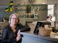 Lori Johb, left,  president of the Saskatchewan Federation of Labour, in the head office in Regina.