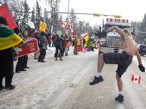 A convoy protest is seen in this file photo in Regina on Saturday, Feb. 5, 2022. Police say they're aware a protest may be held in Regina on Sunday.