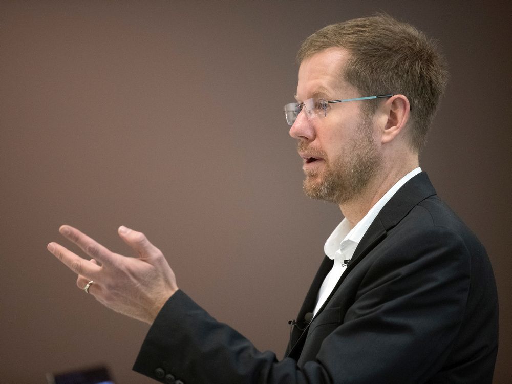  sean tucker speaks at the university of regina about workplace fatalities in 2018 in saskatchewan.