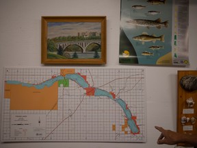 A map of the Qu’Appelle lakes in Rick Vigrass’s home.